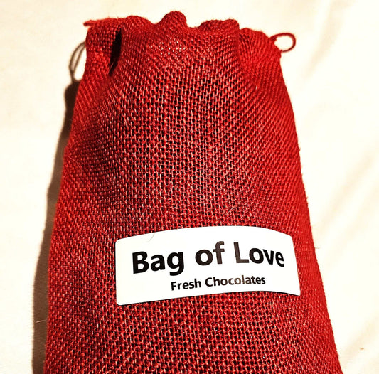 Red Bag of Love - Send Chocolates & Gifts in a Burlap Bag of love now.