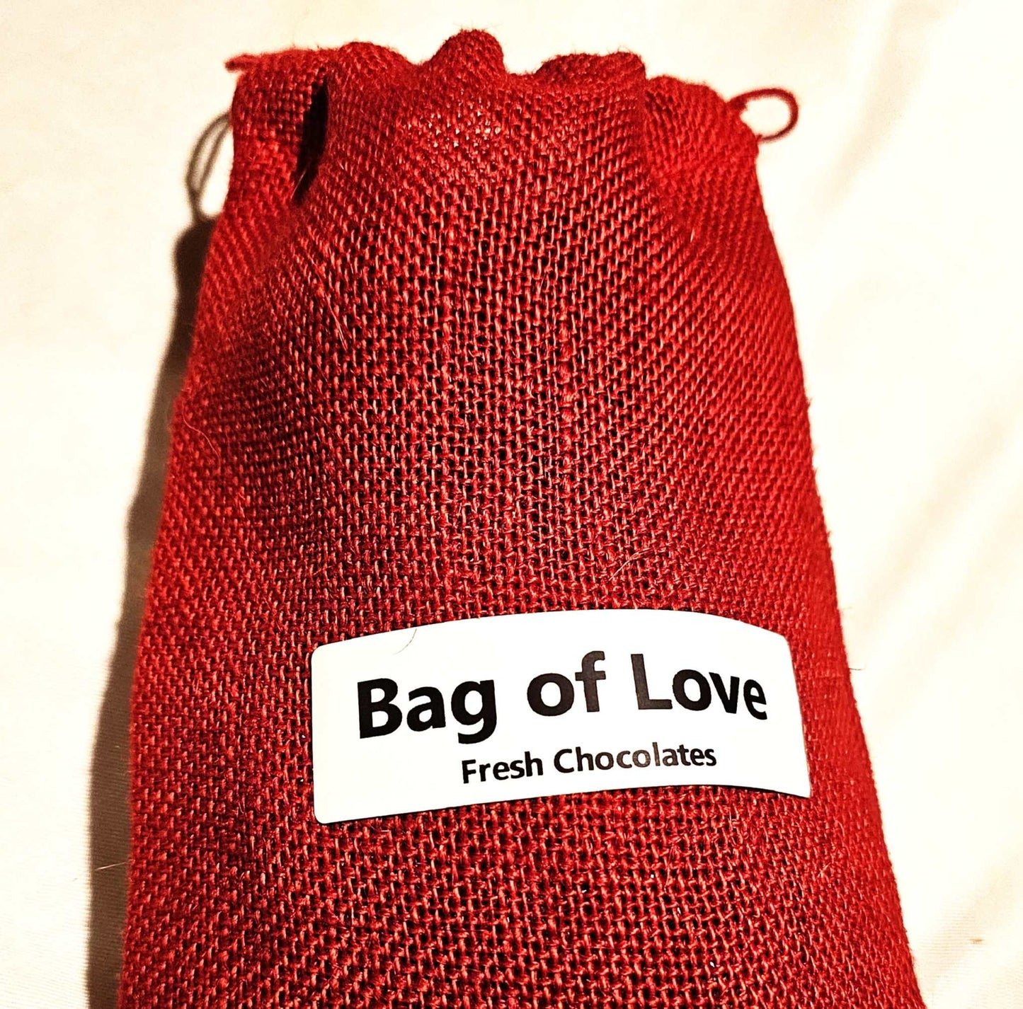 Red Bag of Love - Send Chocolates & Gifts in a Burlap Bag of love now.