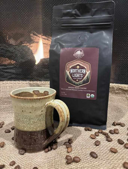 Northern Lights Coffee lighter medium roast organic fair trade coffee bag with resealable packaging