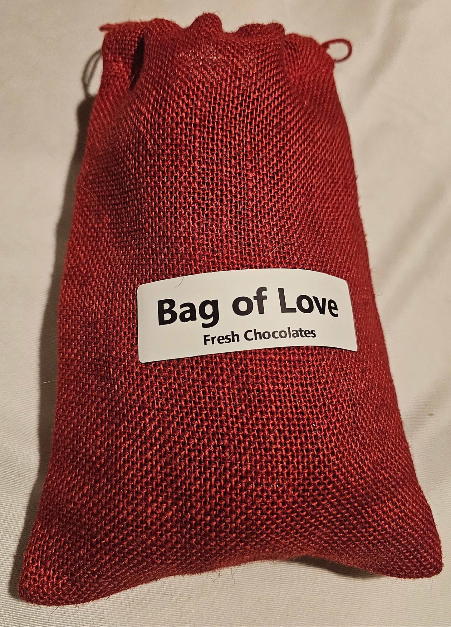 Red Bag of Love - Send Chocolates & Gifts in a Burlap Bag of love now.